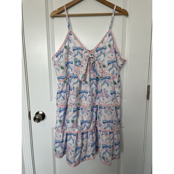 NWT Simply Southern Ribbon Tiered Mini Dress Size XXL Blue Pink White Ruffles - Picture 3 of 13
